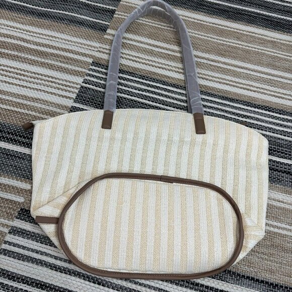 Vera Bradley Women's Straw Tote Bag Regatta Anchor Cream Nautical Multi Large - Picture 4 of 12